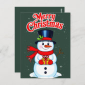 Bonhomme de neige chapeau haut-de-forme noël ポストカード (正面/裏面)