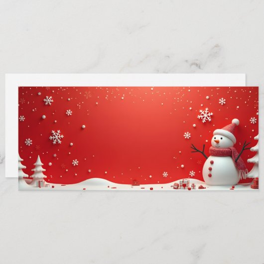 Bonhomme neige 3D sur fond rouge (正面/裏面)