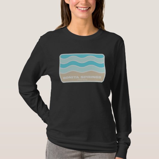 Bonita Springs Florida Retro FL Waves Beach Souven Tシャツ (正面)