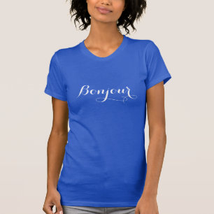 Bonjourの上の罰金のジャージーの短い袖のTシャツ Tシャツ