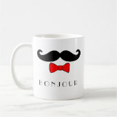 Bonjourの髭および赤いBowtie コーヒーマグカップ (左)