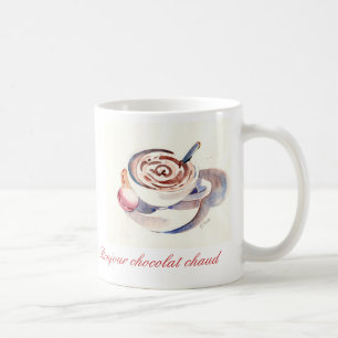 Bonjourのchocolatのchaud コーヒーマグカップ