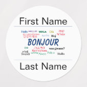 Bonjourハローパーティー名テンプレート世界言語 ラベル (デザイン1)