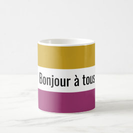 Bonjourフランスの Hello Everyone コーヒーマグカップ