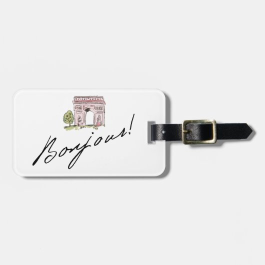 Bonjour! 凱旋門との引用文| ラゲッジタグ (正面横)