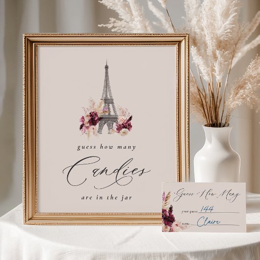 Bonjour Bebeは赤ちゃんシャワーゲームカードの数を推測 エンクロージャーカード