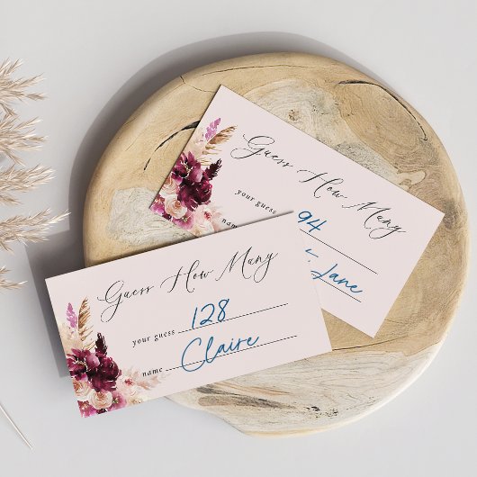 Bonjour Bebeは赤ちゃんシャワーゲームカードの数を推測 エンクロージャーカード