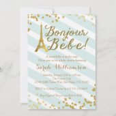 Bonjour Bebeパリの緑のベビーシャワーの招待状 招待状 (正面)