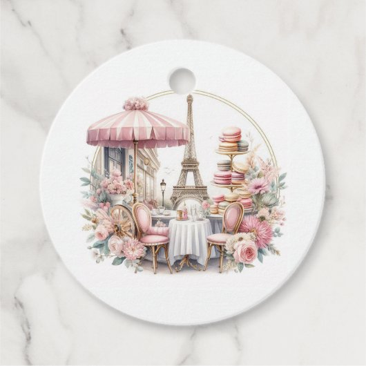 Bonjour Bébé パリのカフェ ベビーシャワー フェイバータグ (正面)