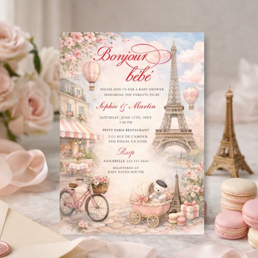 Bonjour Bébé パリ ベビーシャワー 招待状