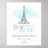 Bonjour Bébé 赤ちゃん 男の子 産まれたときのデータ ナースリー ポスター (正面)