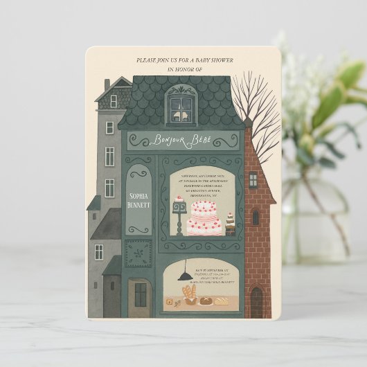 Bonjour Bebe Baby Shower  Invitation 招待状