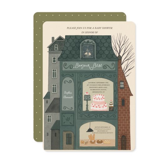 Bonjour Bebe Baby Shower Invitation 招待状