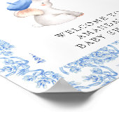 Bonjour Bebe Blue Boy Welcome フランスの Baby Shower ポスター (角)