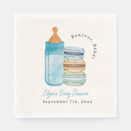 Bonjour Bébé Blue Macarons & Milk Boy Baby Shower スタンダードランチョンナプキン