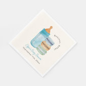 Bonjour Bébé Blue Macarons & Milk Boy Baby Shower スタンダードランチョンナプキン (角)