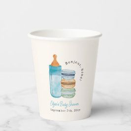 Bonjour Bébé Blue Macarons & Milk Boy Baby Shower 紙コップ