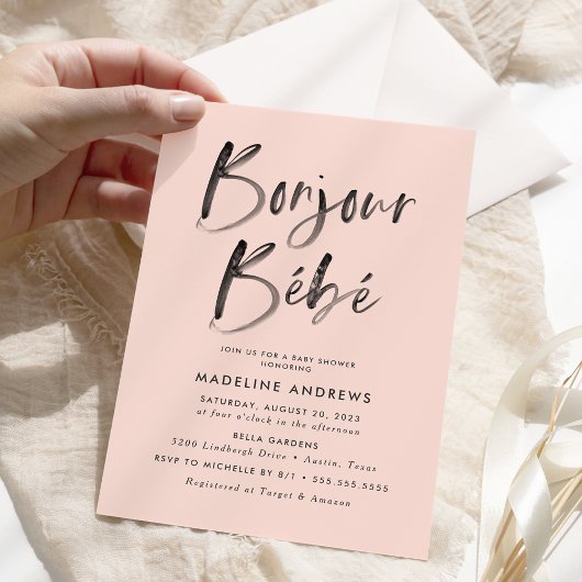 Bonjour Bebe Blush フランスベビーシャワー 招待状