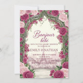 Bonjour Bebe eiffel tower French chic baby Shower 招待状 (正面)