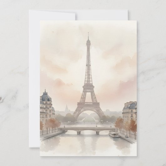Bonjour Bebe eiffel tower French chic baby Shower 招待状 (裏面)