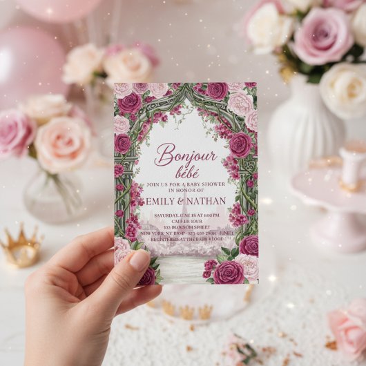 Bonjour Bebe eiffel tower French chic baby Shower 招待状