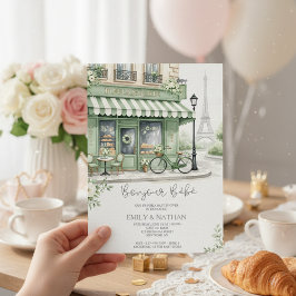 Bonjour Bebe eiffel tower French chic baby Shower 招待状