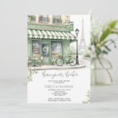 Bonjour Bebe eiffel tower French chic baby Shower 招待状 (スタンド正面)