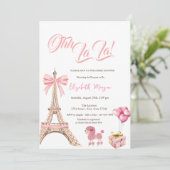 Bonjour Bébé Eiffel Tower Pink Bow  Present Poodle 招待状 (スタンド正面)
