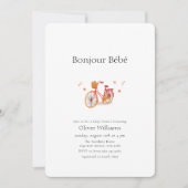 Bonjour Bébé Fall Leaves Bicycle Baby shower 招待状 (正面)