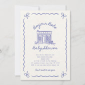 Bonjour Bebe French baby shower 招待状 (正面)