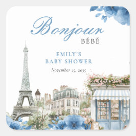 Bonjour Bebe French Blue Baby Shower スクエアシール