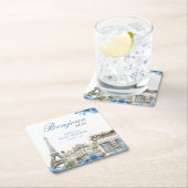 Bonjour Bebe French Blue Baby Shower スクエアペーパーコースター (インサイチュ)