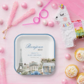 Bonjour Bebe French Blue Baby Shower ペーパープレート (パーティー)