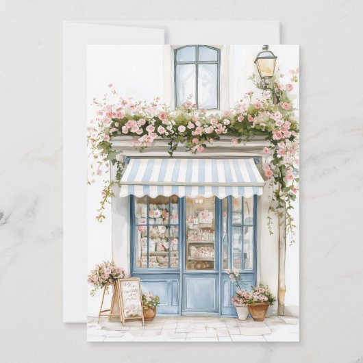 Bonjour Bebe French Blue Baby Shower Invitation 招待状 (裏面)