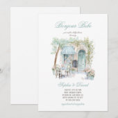 Bonjour Bebe French Floral Caffe Baby Shower  招待状 (正面/裏面)