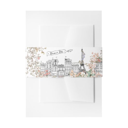 Bonjour Bebe French Gender Neutral Baby Shower 招待状ベリーバンド (正面例)