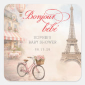 Bonjour Bébé Paris Baby Shower  スクエアシール (正面)