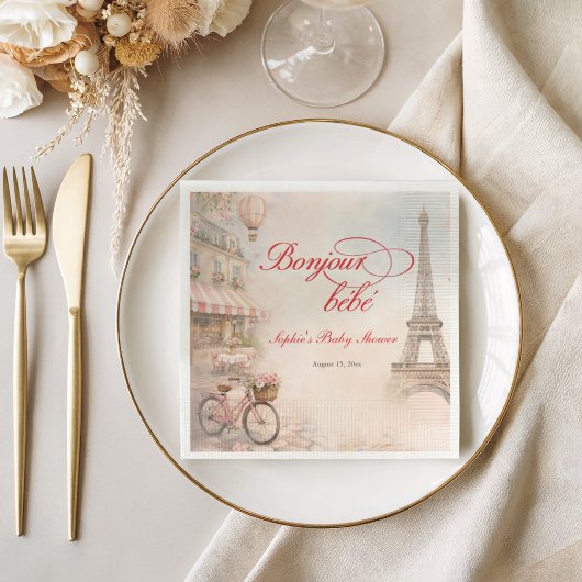 Bonjour Bébé Paris Baby Shower スタンダードカクテルナプキン