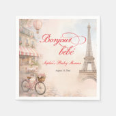 Bonjour Bébé Paris Baby Shower スタンダードカクテルナプキン (正面)