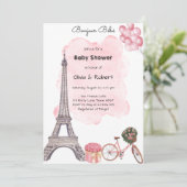 Bonjour Bebe Paris Parisian French Baby Shower  招待状 (スタンド正面)