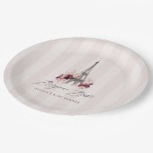 Bonjour Bebe Paris Theme Baby Shower ペーパープレート (アングル)