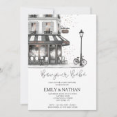 Bonjour Bebe Parisian café pink eiffel tower girls 招待状 (正面)