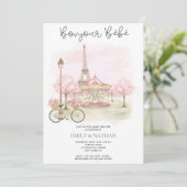Bonjour Bebe Parisian café pink eiffel tower girls 招待状 (スタンド正面)