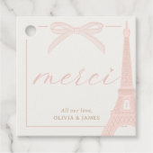 Bonjour Bébé Pink Paris Eiffel Baby Shower フェイバータグ (正面)