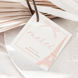 Bonjour Bébé Pink Paris Eiffel Baby Shower フェイバータグ