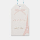 Bonjour Bébé Pink Paris Eiffel Baby Shower Favor ギフトタグ (正面)