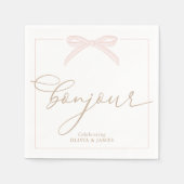 Bonjour Bébé Pink Paris Eiffel Tower Baby Shower スタンダードカクテルナプキン (正面)