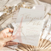 Bonjour Bébé Pink Paris Eiffel Tower Baby Shower 招待状