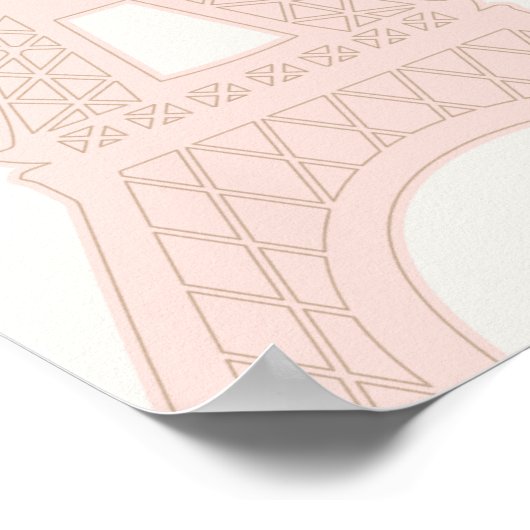 Bonjour Bébé Pink Paris Eiffel Tower Welcome Sign ポスター (角)