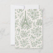 Bonjour Bebe Sage Green Toile French Baby Shower サンキューカード (裏面)